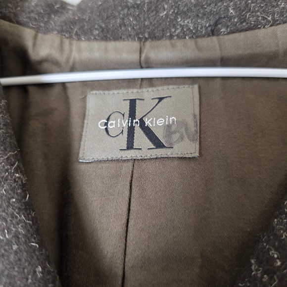 Calvin Klein Women's Tweed Blazer Jacket Brown Wool‎ Blend Made in USA Size M - Picture 3 of 10